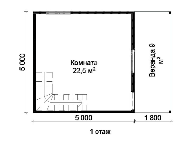 планировка 2-этажного дачного дома 5х6.8